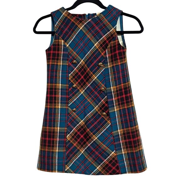 Vintage 60s Girls Plaid Jumper Dress Girls Size 8 by Rayonette - Picture 1 of 9
